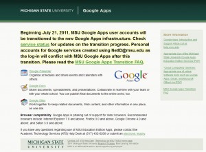 MSU Google Apps screen capture