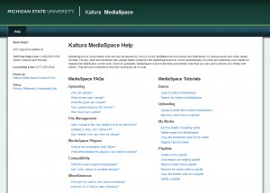 Screen capture of Kaltura MediaSpace Help site