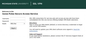 MSU SSL VPN login site screen capture