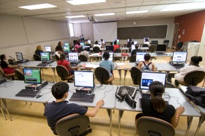 Students work in an MSU computer lab