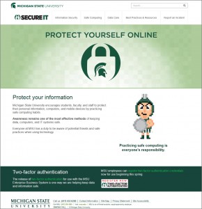 Screen capture of the MSU SecureIT website at secureit.msu.edu.