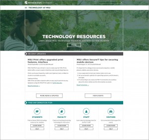 Screen capture of the relaunched tech.msu.edu home page.