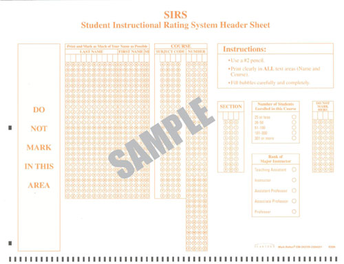 Image of SIRS Header Sheet bubble form