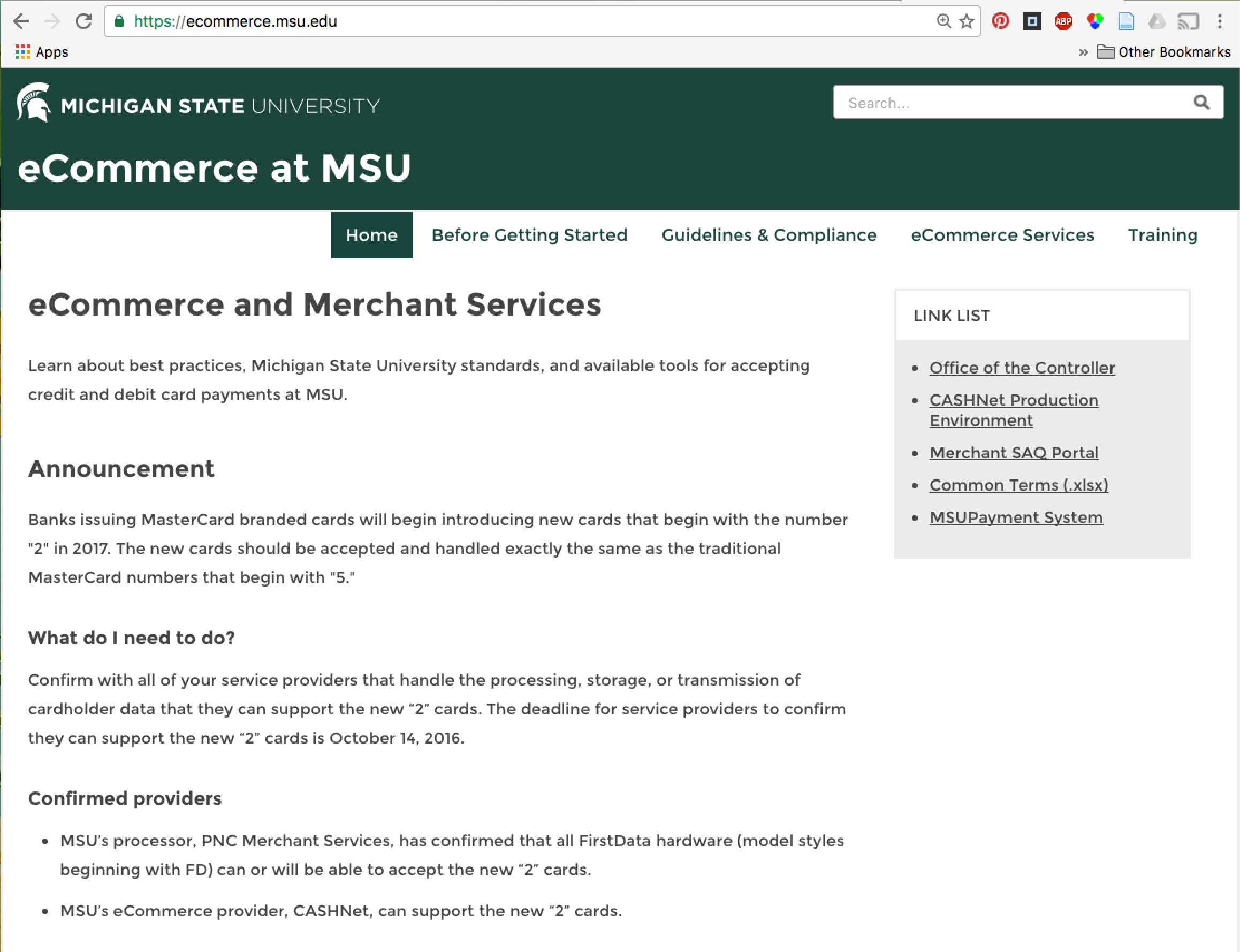 screen shot of eCommerce website