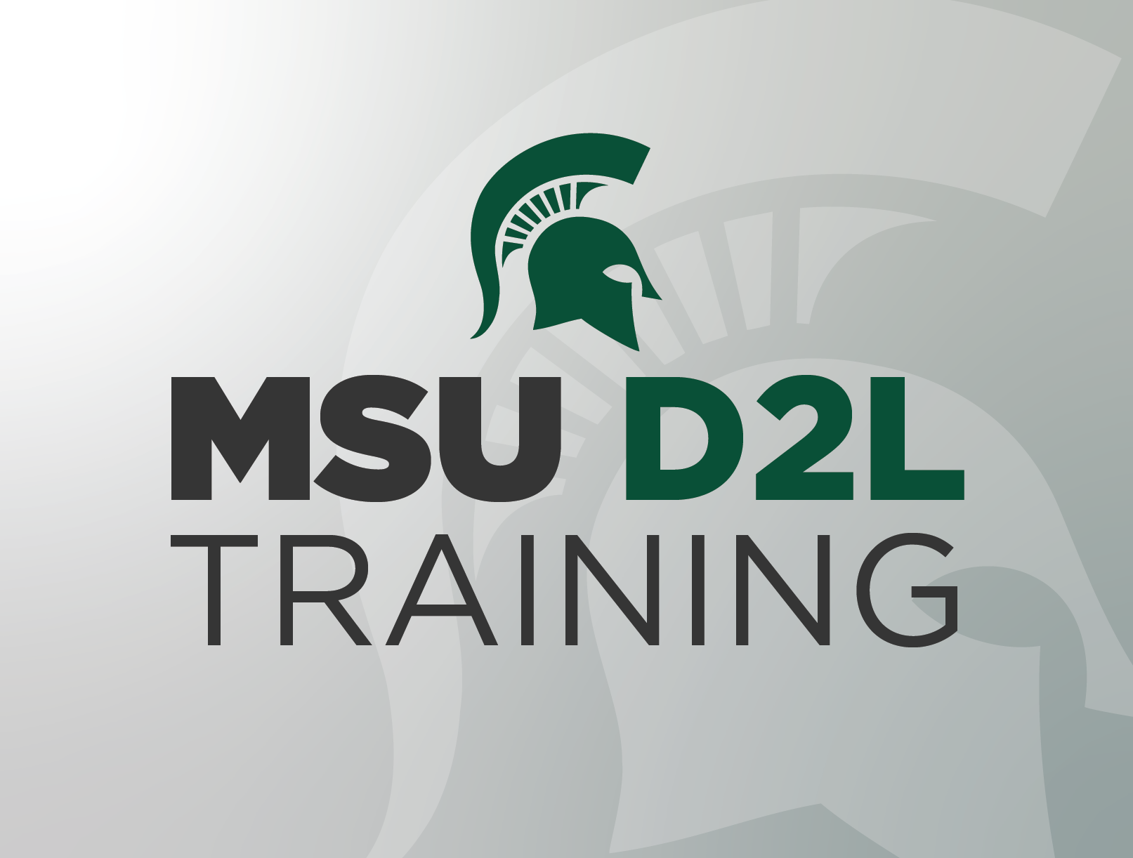 The Spartan helmet with text that reads "MSU D2L Training."